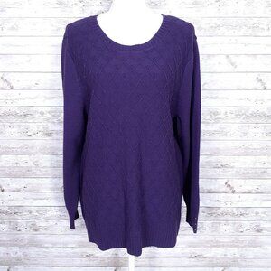 Karen Scott Sweater XXL Diamond Cable Knit Purple 991